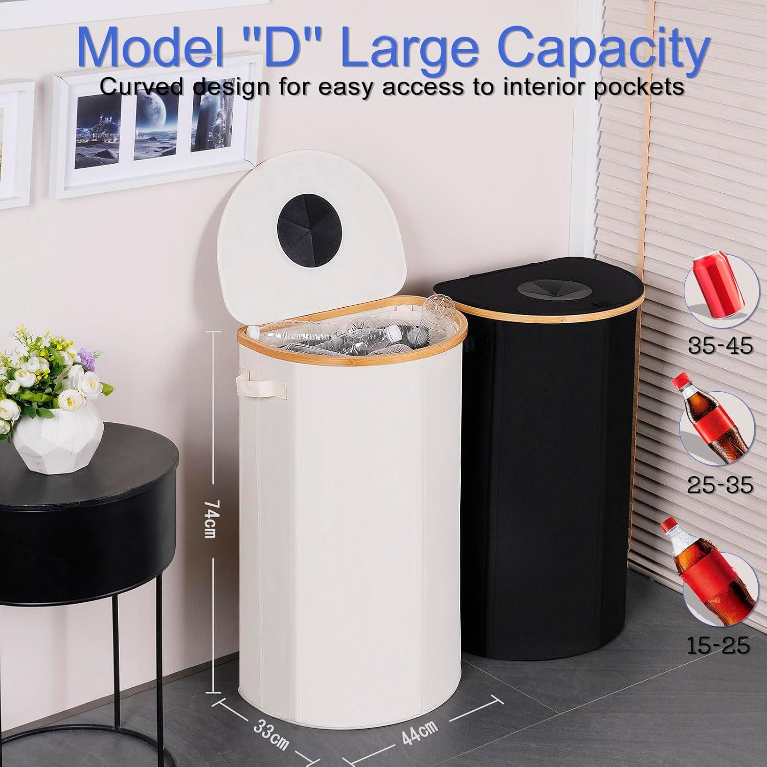imageEfluky Recycling Bin 100L 26 Gallon Beige DShaped Oxford Fabric 1732L x 129W x 1146H 2 Removable Inner Bags Lightweight OpenTop Cycling KitchenBeige