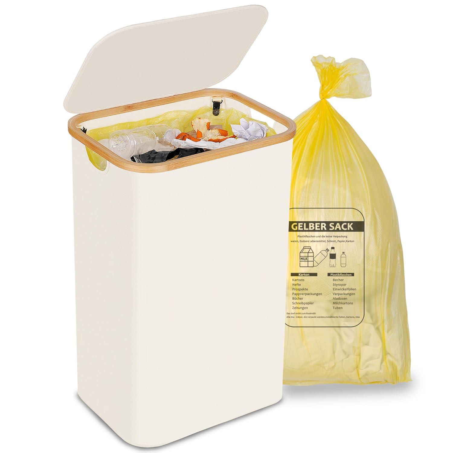 imageEfluky Recycling Bin 100L 26 Gallon Beige DShaped Oxford Fabric 1732L x 129W x 1146H 2 Removable Inner Bags Lightweight OpenTop Cycling KitchenBeige