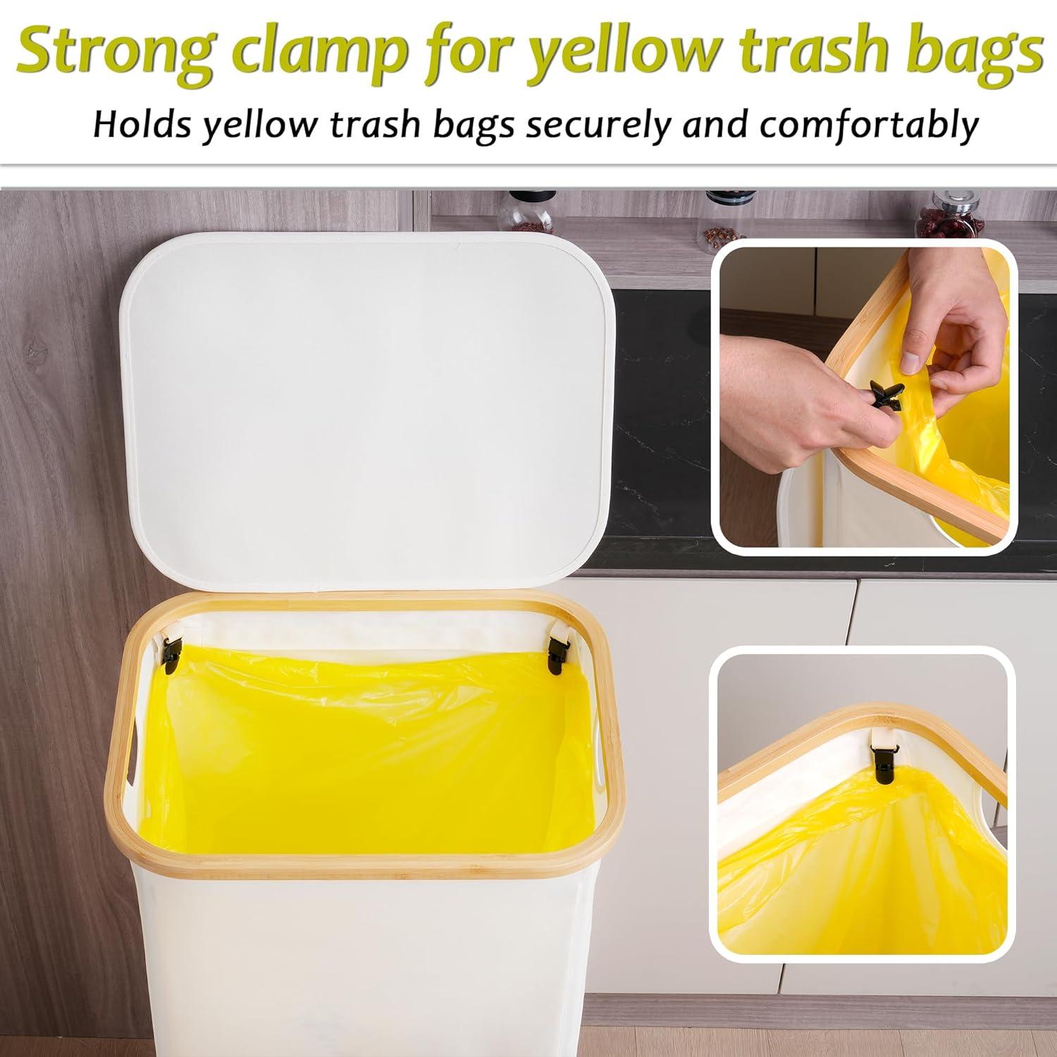 imageEfluky Recycling Bin 100L 26 Gallon Beige DShaped Oxford Fabric 1732L x 129W x 1146H 2 Removable Inner Bags Lightweight OpenTop Cycling KitchenBeige