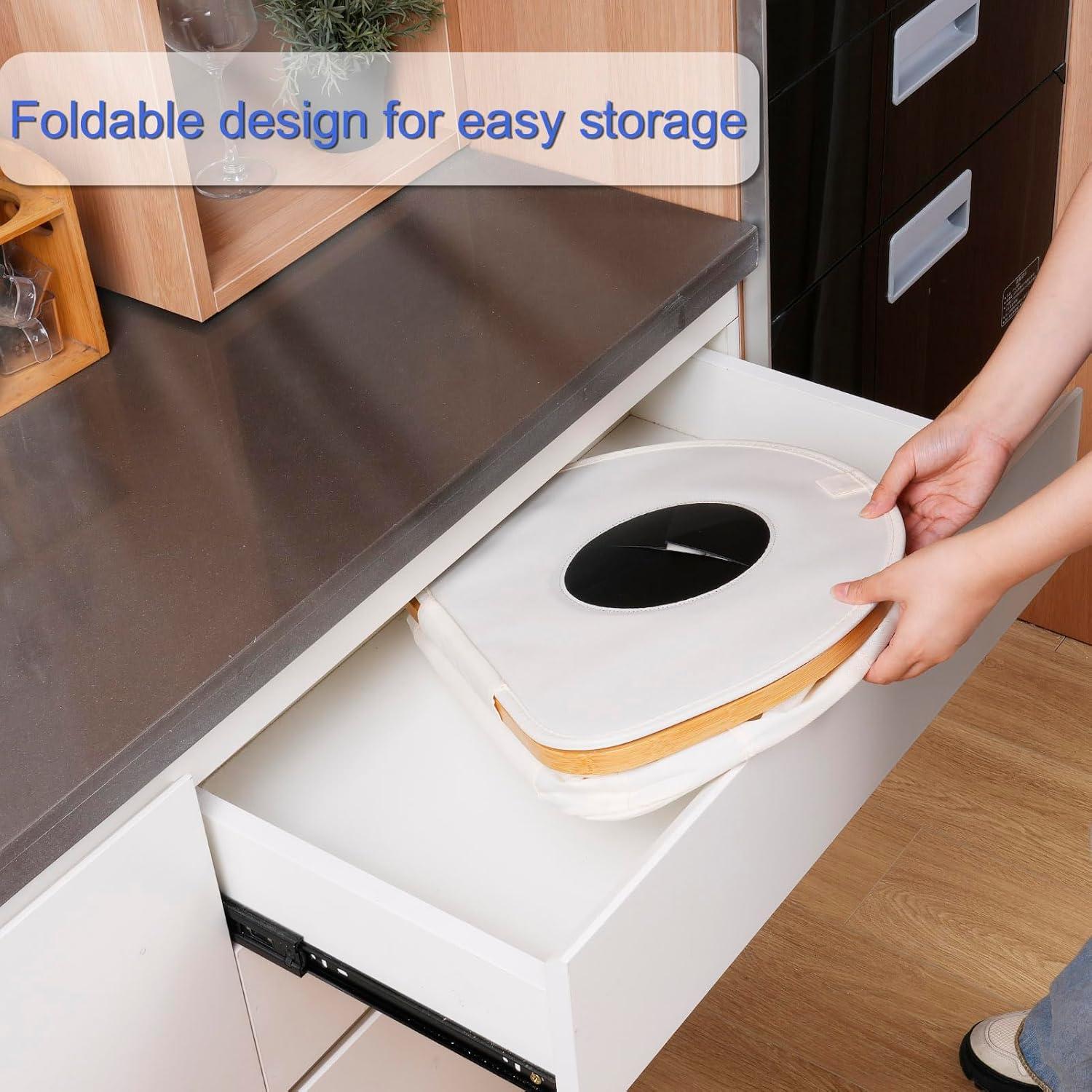 imageEfluky Recycling Bin 100L 26 Gallon Beige DShaped Oxford Fabric 1732L x 129W x 1146H 2 Removable Inner Bags Lightweight OpenTop Cycling KitchenBeige
