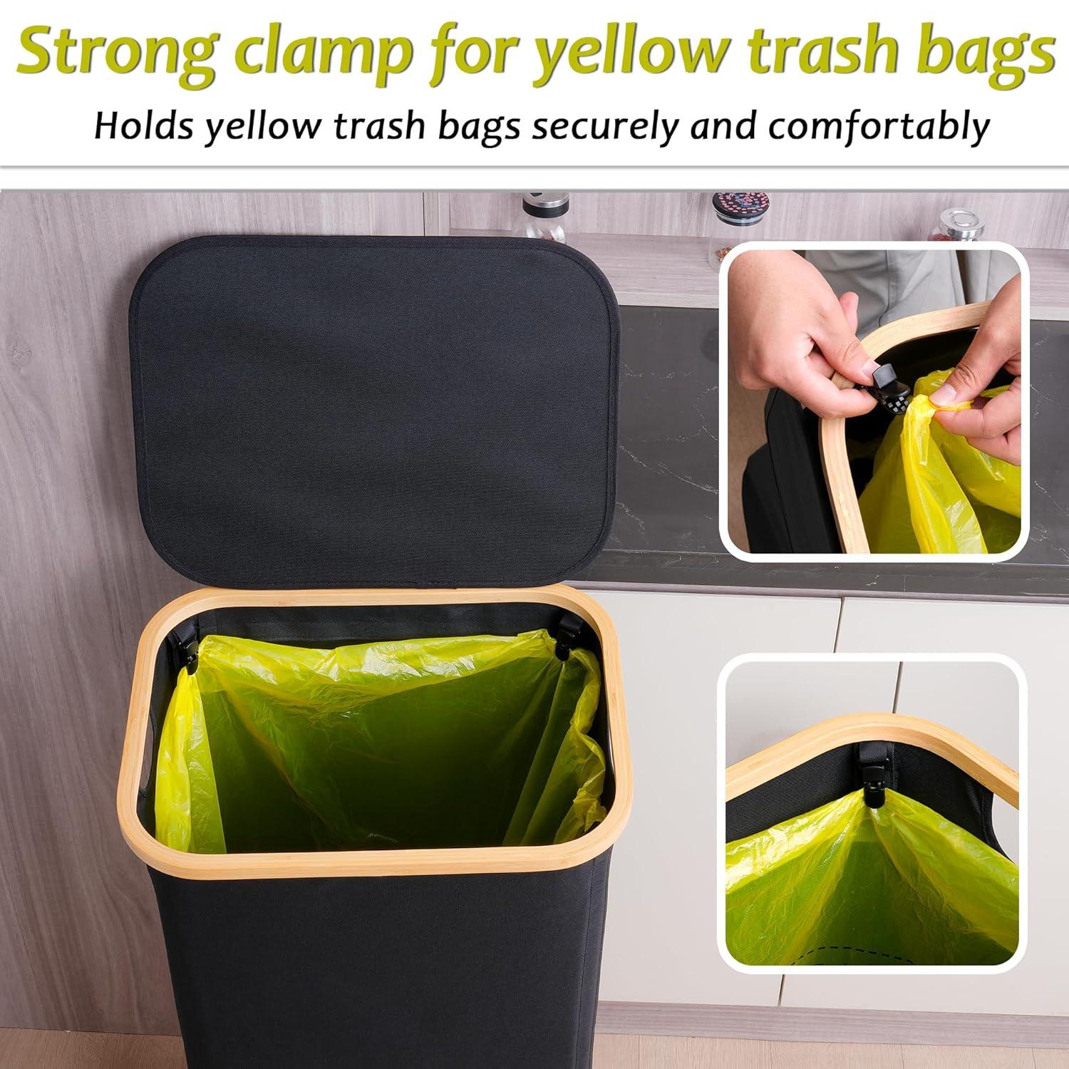 imageEfluky Recycling Bin 100L 26 Gallon Beige DShaped Oxford Fabric 1732L x 129W x 1146H 2 Removable Inner Bags Lightweight OpenTop Cycling KitchenBlack