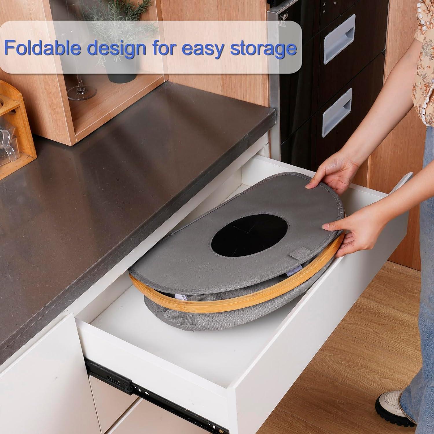 imageEfluky Recycling Bin 100L 26 Gallon Beige DShaped Oxford Fabric 1732L x 129W x 1146H 2 Removable Inner Bags Lightweight OpenTop Cycling KitchenGrey
