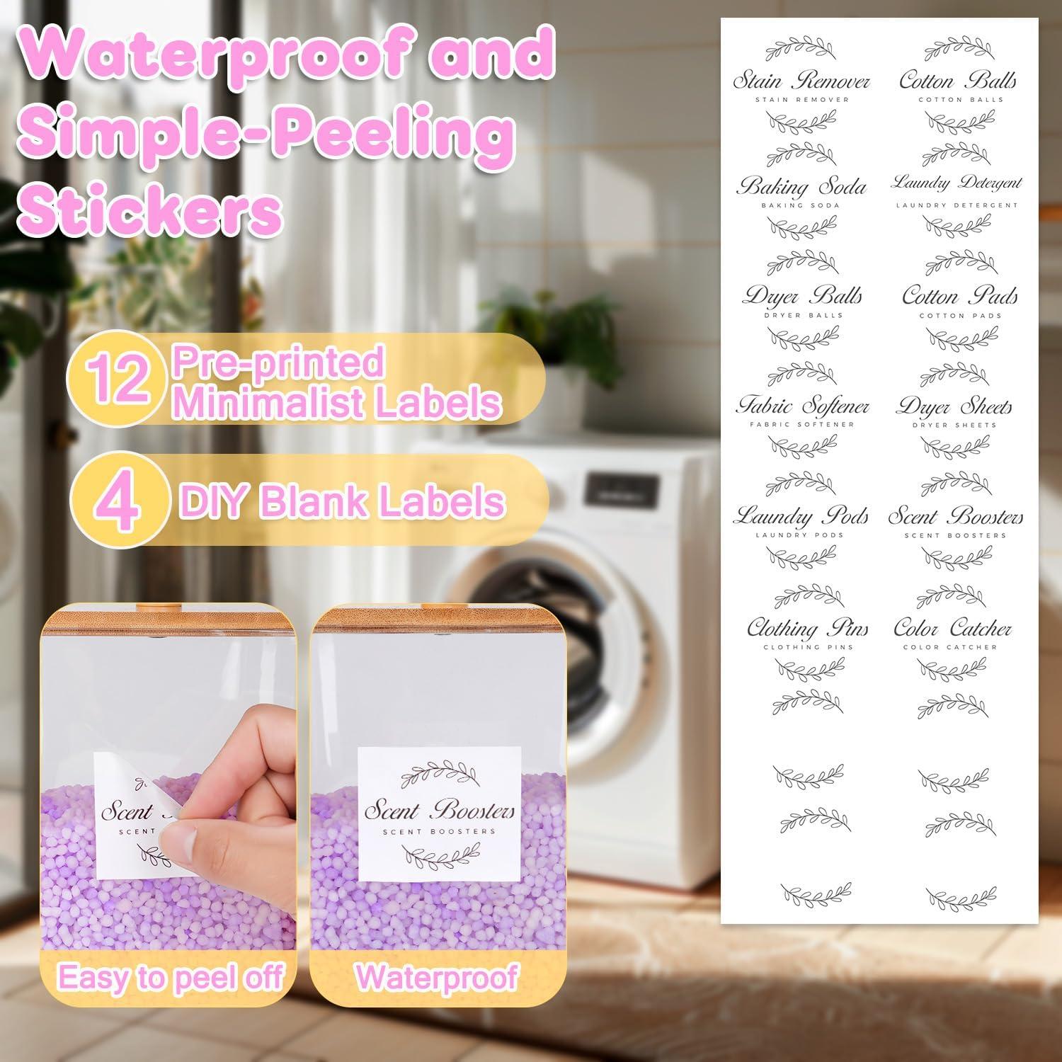 imageefluky 3 Pack Laundry Pods Container amp Dryer Sheet Holder SetClear Laundry Room Organization Containers with Bamboo Lids and LabelsLaundry Pods Holder for Scent BoosterPowderPod4 pack