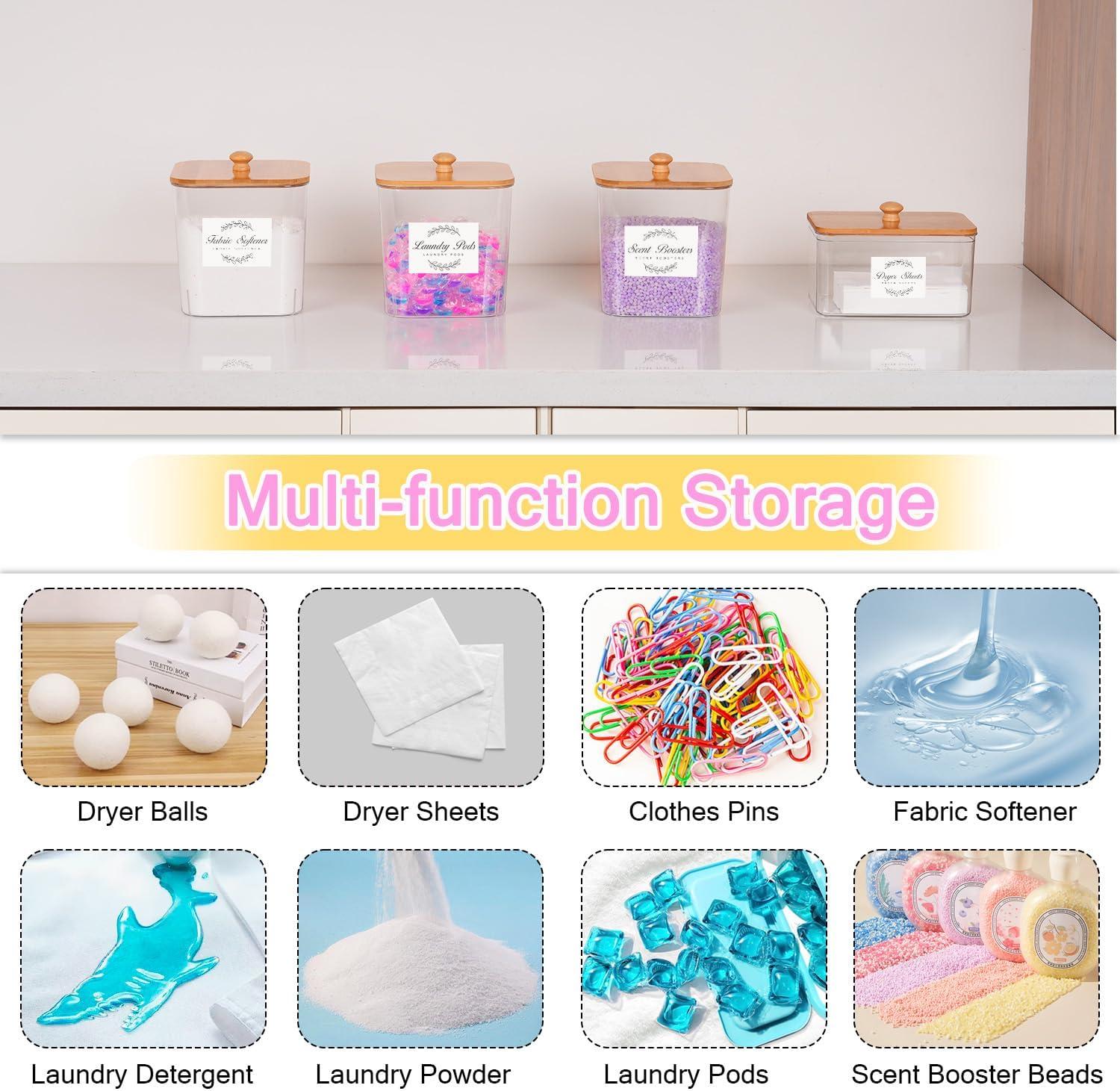 imageefluky 3 Pack Laundry Pods Container amp Dryer Sheet Holder SetClear Laundry Room Organization Containers with Bamboo Lids and LabelsLaundry Pods Holder for Scent BoosterPowderPod5 pack