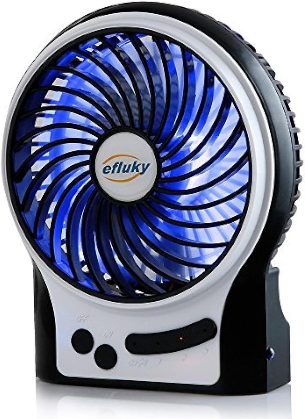 imageefluky 3Speed Mini Desk Fan with LED Light Portable USB Fan Quiet for Home Office Travel Camping Outdoor Indoor 49Inch PinkBlack