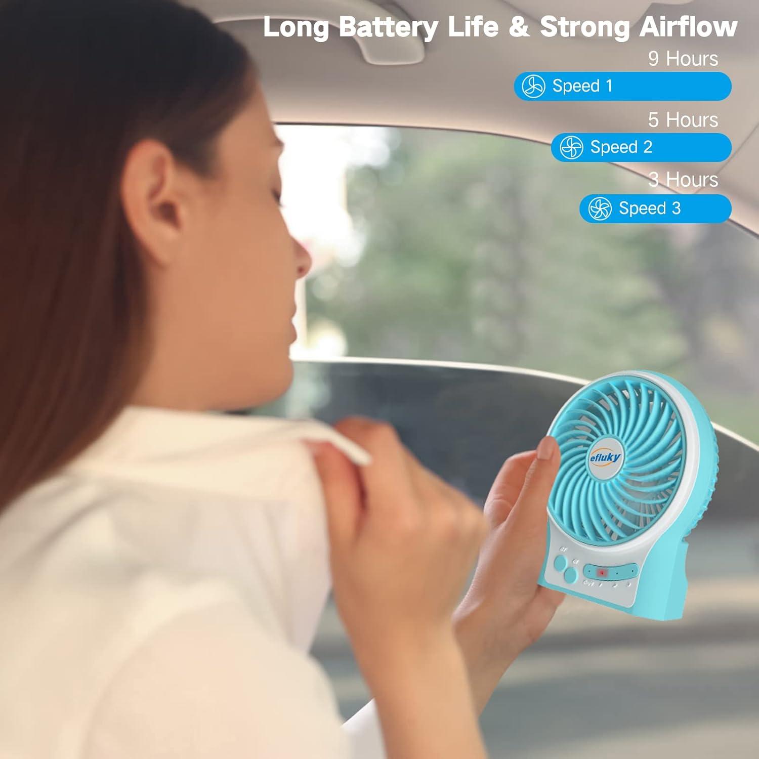 imageefluky 3Speed Mini Desk Fan with LED Light Portable USB Fan Quiet for Home Office Travel Camping Outdoor Indoor 49Inch PinkBlue
