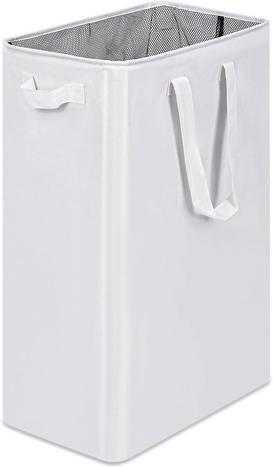 imageefluky Slim Laundry Basket Narrow Laundry Hamper with Handles Collapsible Dirty Clothes Hamper Tall Laundry Bin for Laundry Room Dorm and Bedroom 127 Gallons48L BlackWhite