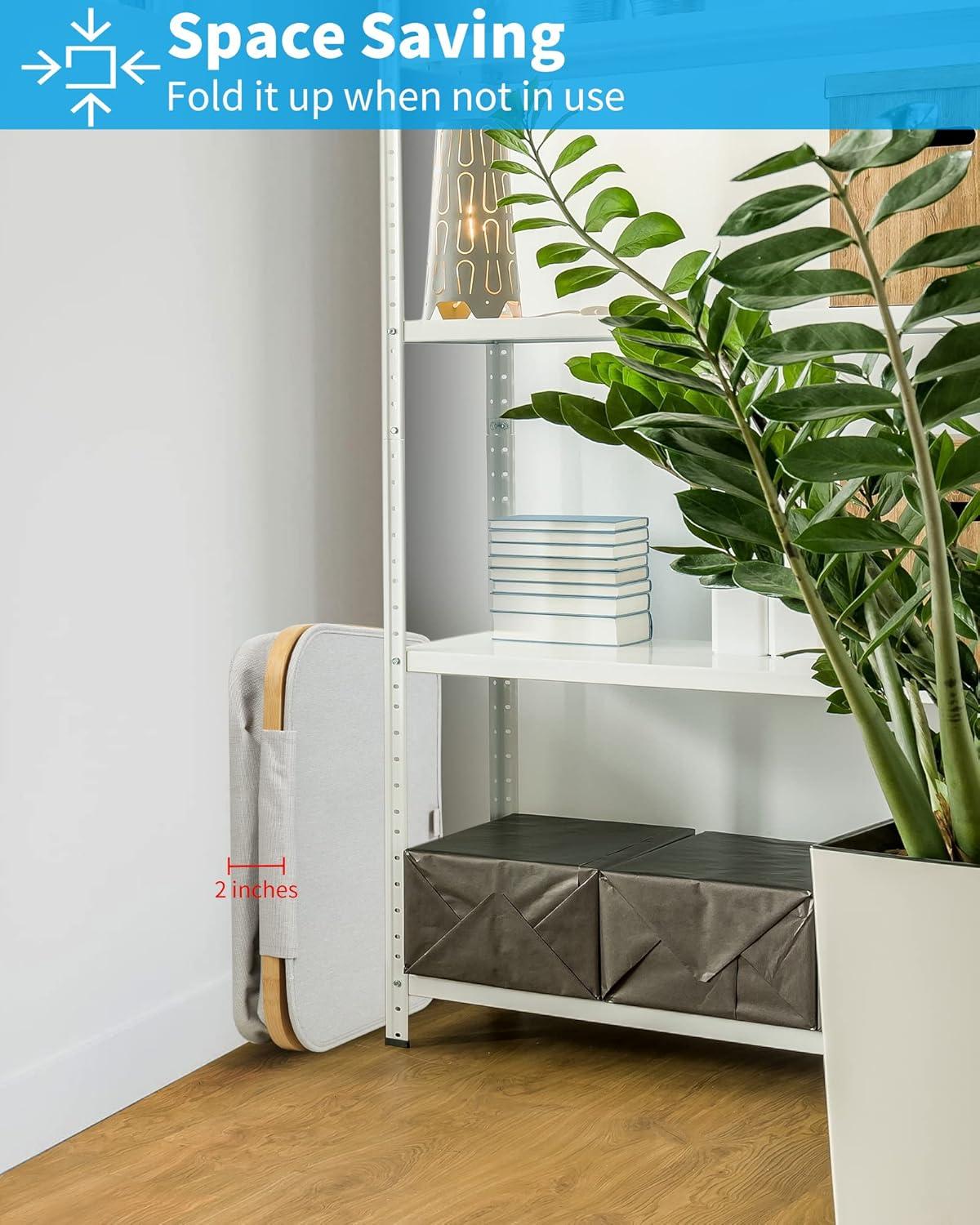 imageefluky Slim Laundry Basket with Lid Narrow Laundry Hamper with Removable Bag Skinny Dirty Clothes Basket with Bamboo Handles for Bathroom Bedroom amp Laundry Room 75L PinkLight Grey
