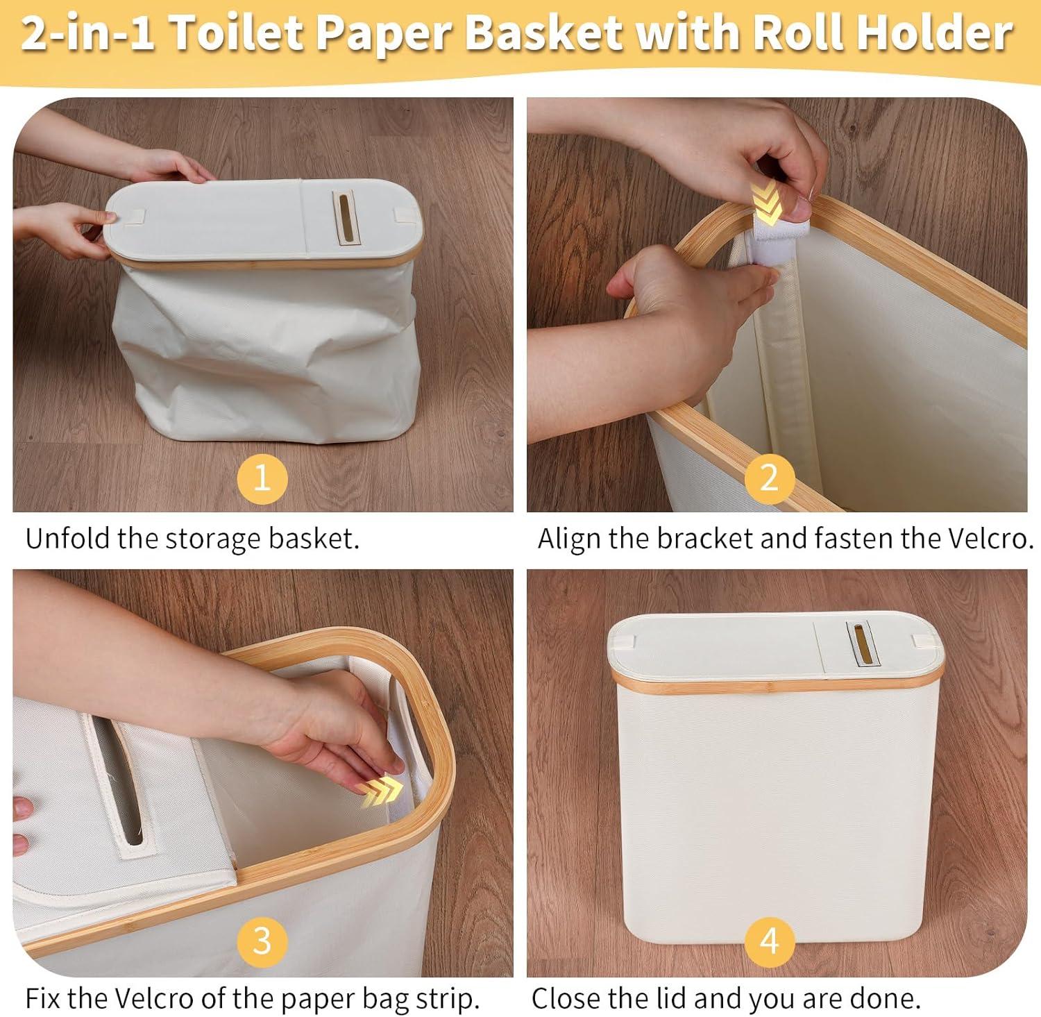 imageefluky Toilet Paper Basket 28L Toilet Paper Holder with Lid for Bathroom Free Standing Storage Organizer Holds Up to 912 Rolls Beige 1Beige
