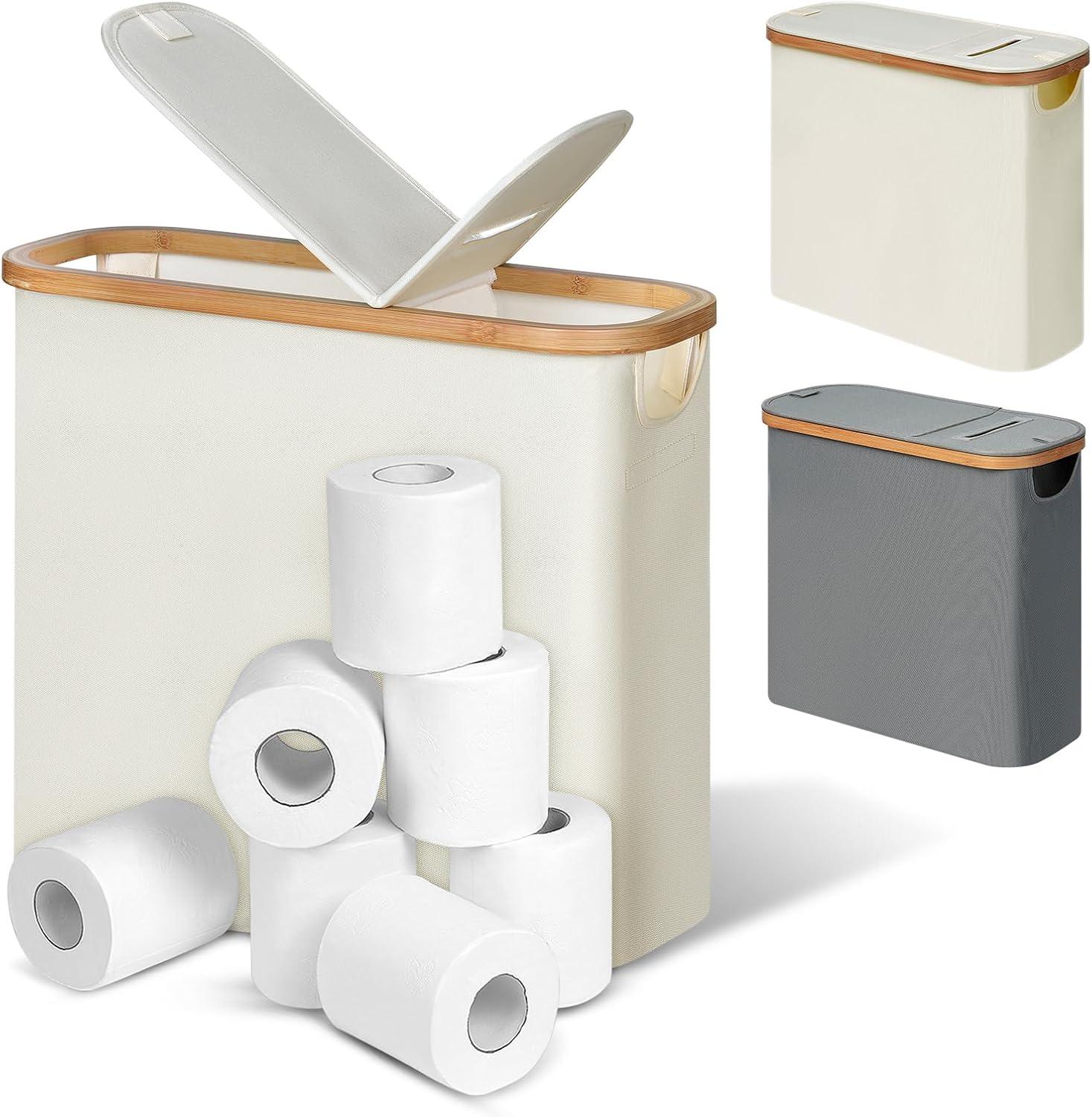 imageefluky Toilet Paper Basket 28L Toilet Paper Holder with Lid for Bathroom Free Standing Storage Organizer Holds Up to 912 Rolls Beige 1Beige