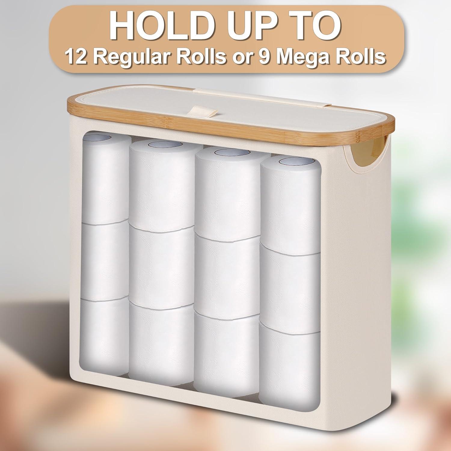 imageefluky Toilet Paper Basket 28L Toilet Paper Holder with Lid for Bathroom Free Standing Storage Organizer Holds Up to 912 Rolls Beige 1Beige