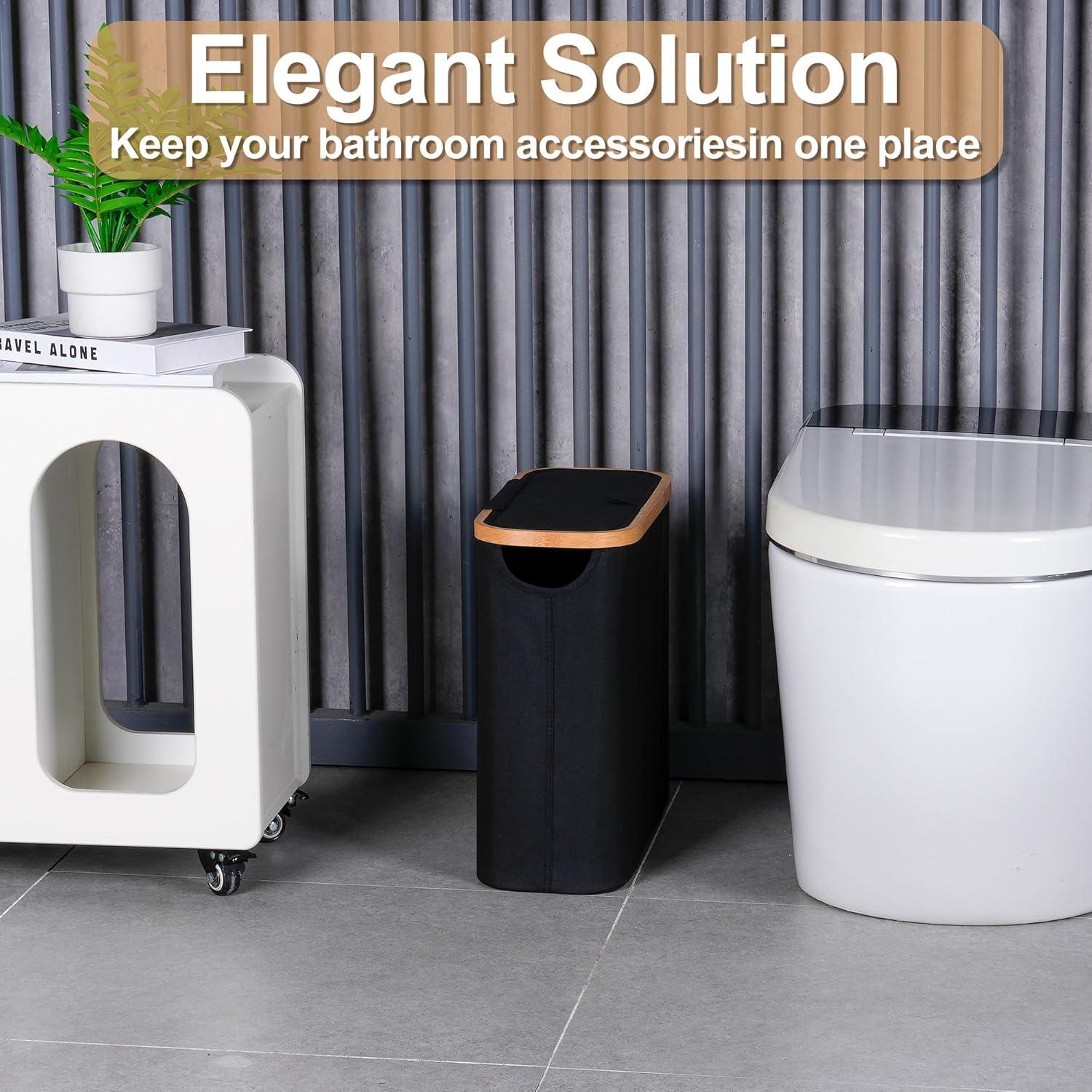 imageefluky Toilet Paper Basket 28L Toilet Paper Holder with Lid for Bathroom Free Standing Storage Organizer Holds Up to 912 Rolls Beige 1Black