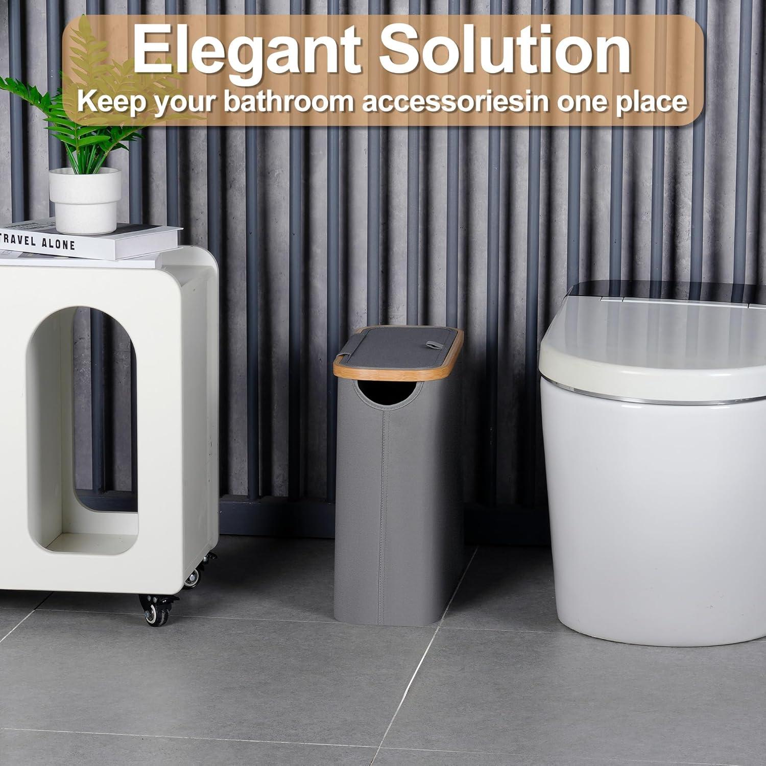 imageefluky Toilet Paper Basket 28L Toilet Paper Holder with Lid for Bathroom Free Standing Storage Organizer Holds Up to 912 Rolls Beige 1Grey