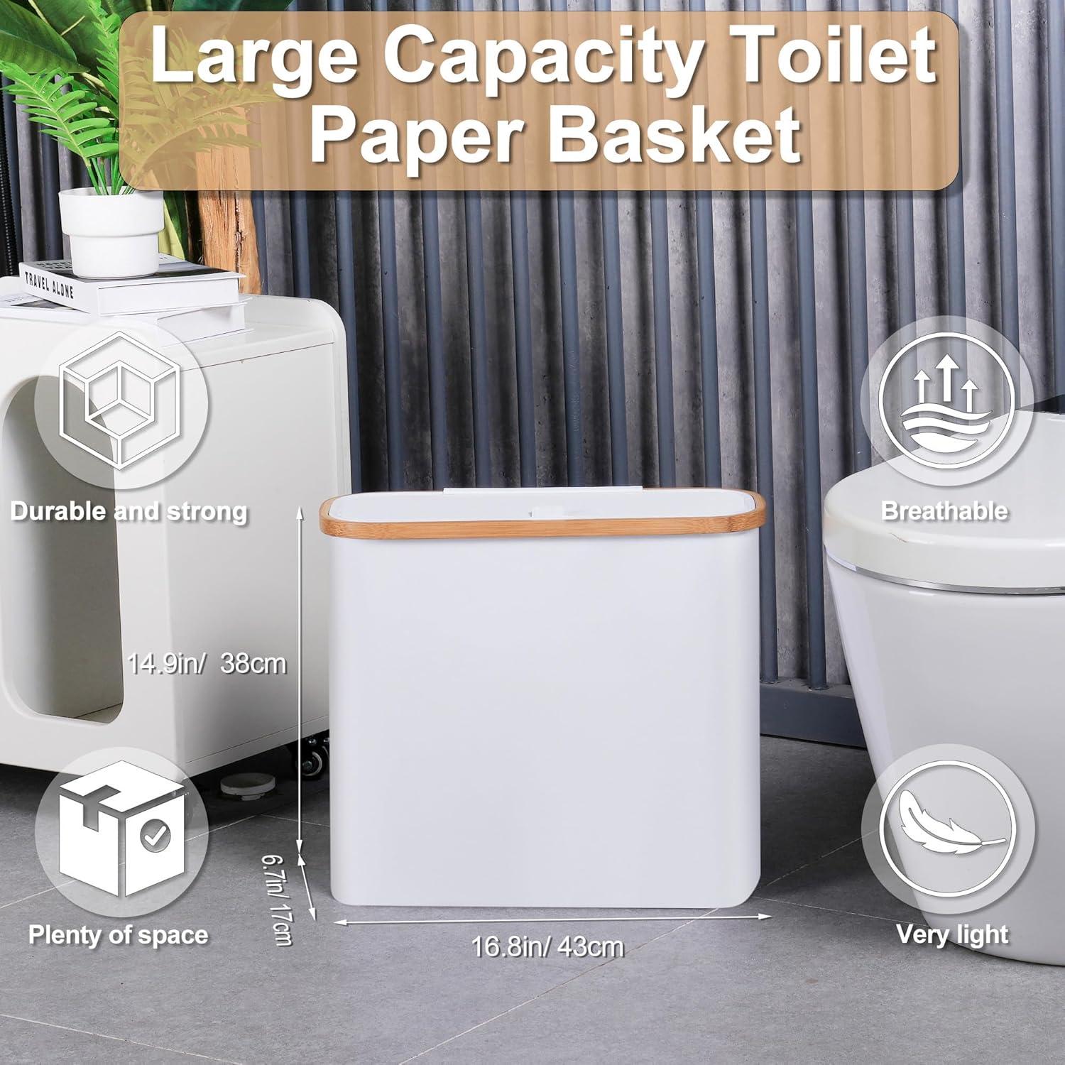 imageefluky Toilet Paper Basket 28L Toilet Paper Holder with Lid for Bathroom Free Standing Storage Organizer Holds Up to 912 Rolls Beige 1White