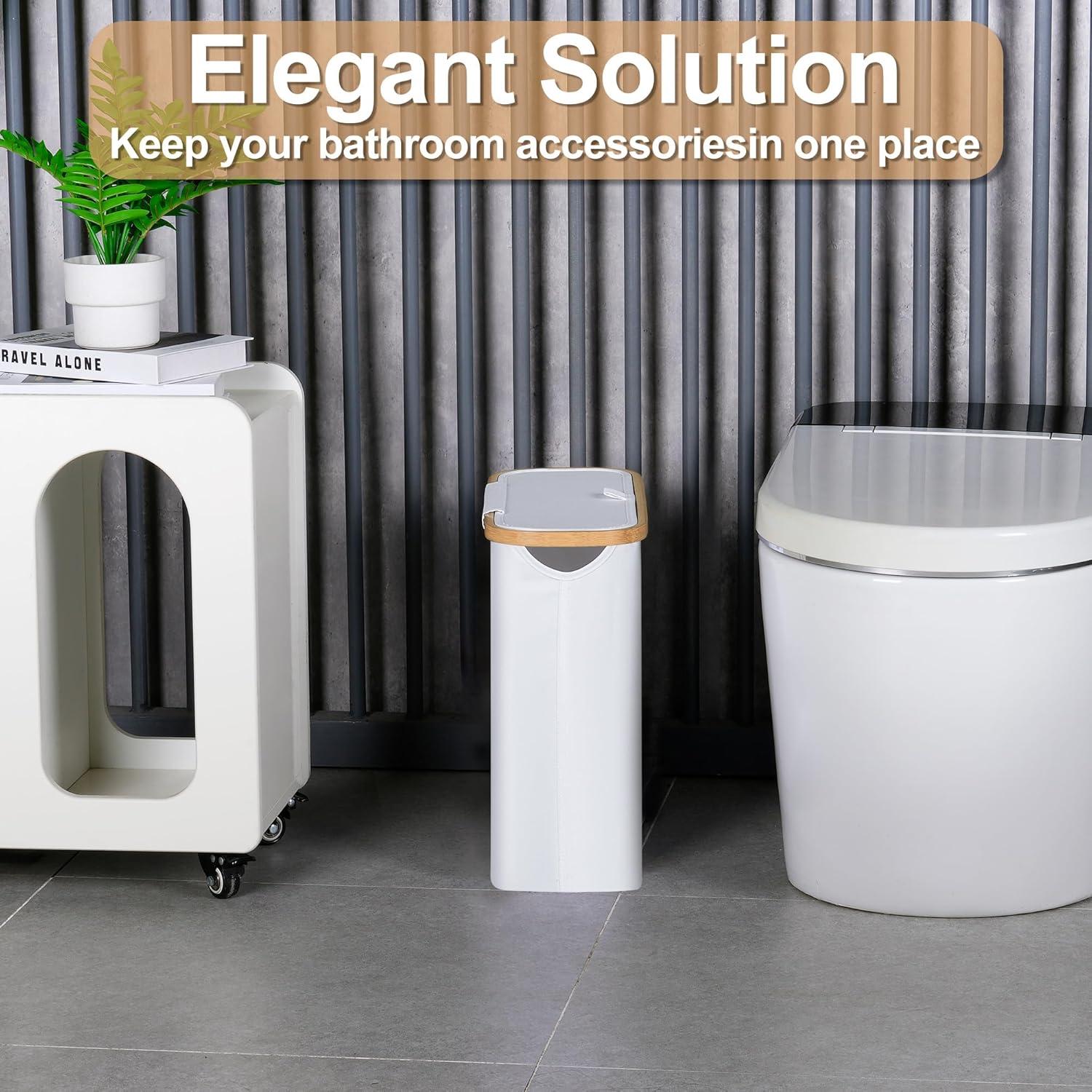 imageefluky Toilet Paper Basket 28L Toilet Paper Holder with Lid for Bathroom Free Standing Storage Organizer Holds Up to 912 Rolls Beige 1White