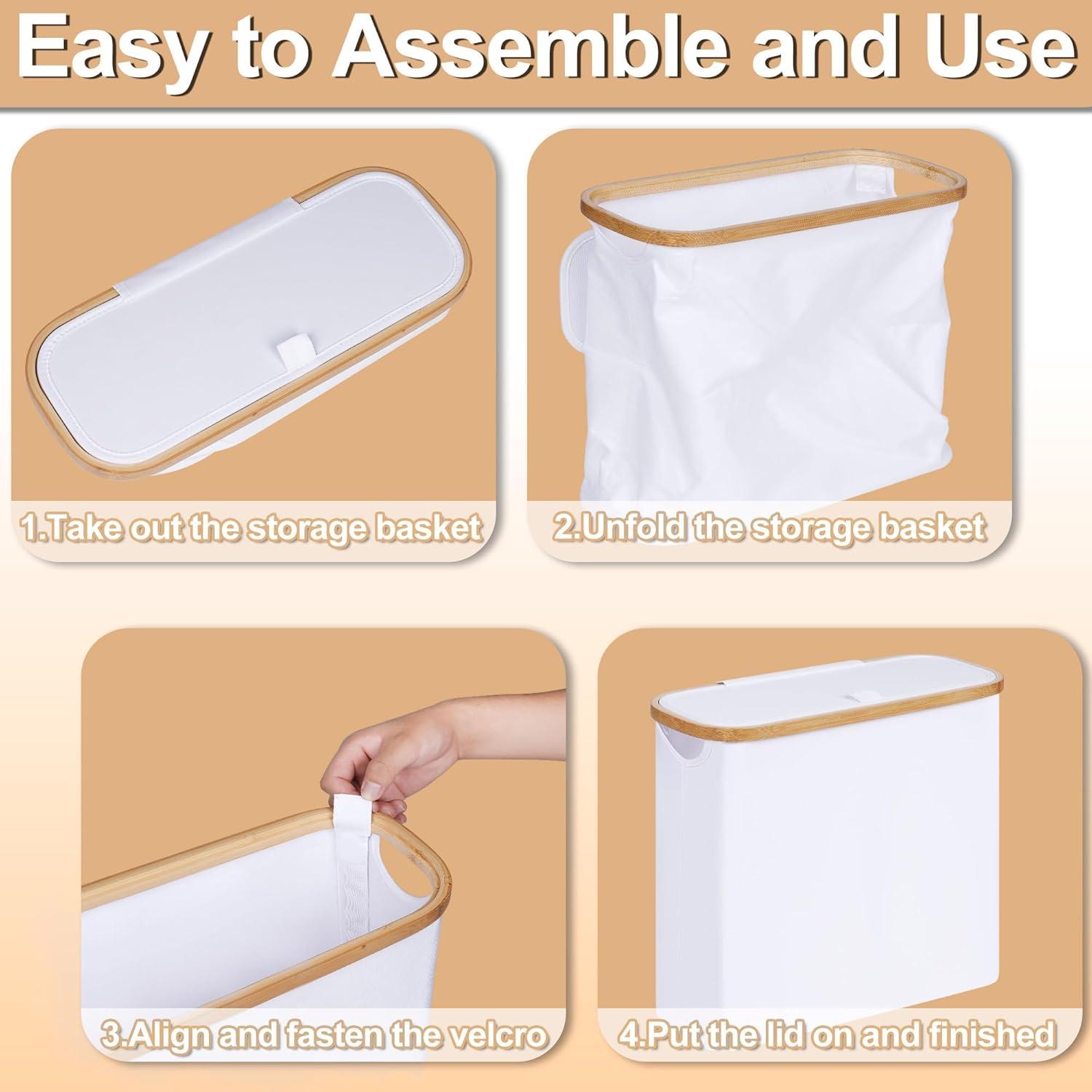 imageefluky Toilet Paper Basket 28L Toilet Paper Holder with Lid for Bathroom Free Standing Storage Organizer Holds Up to 912 Rolls Beige 1White