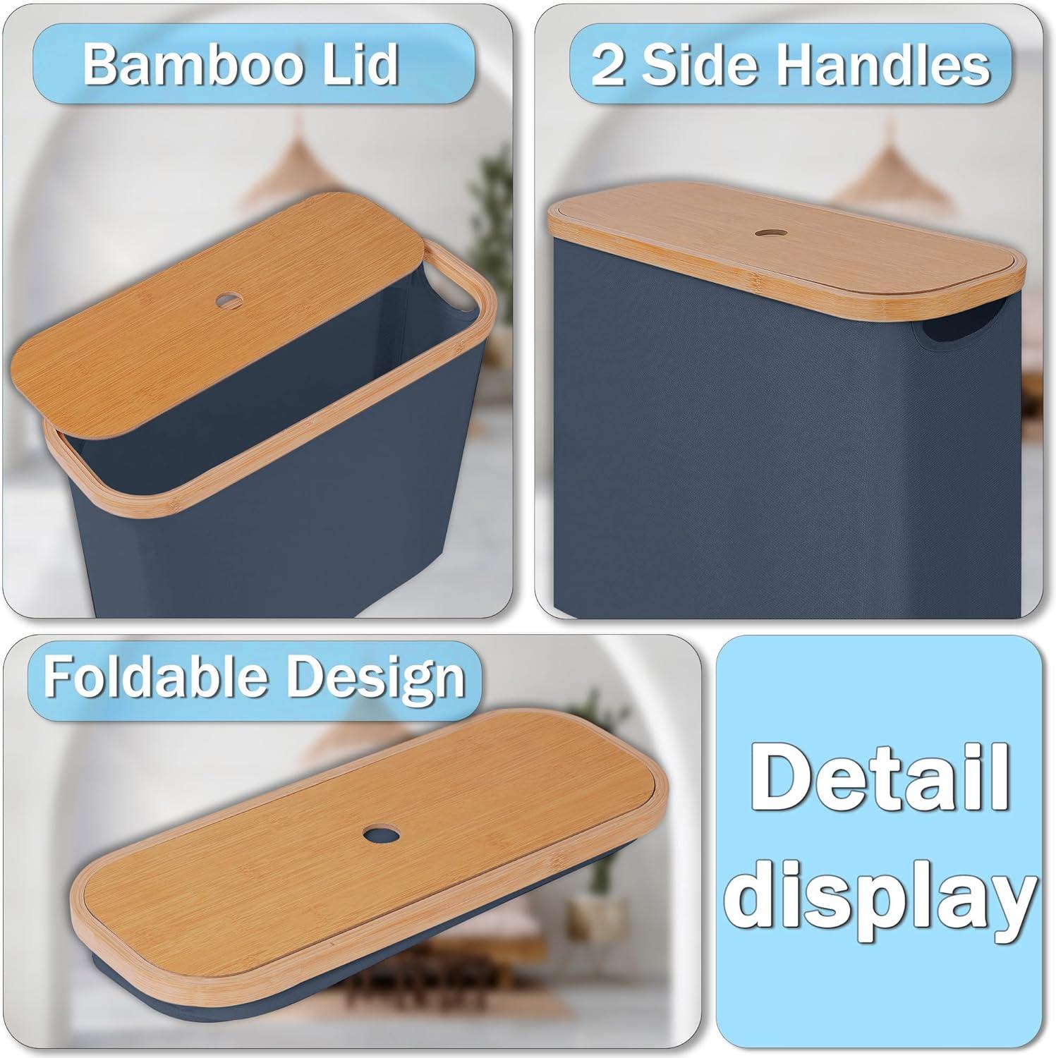 imageefluky Toilet Paper Storage Toilet Paper Basket with Lid Bathroom Storage Organizer Free Standing Holder Up to 9 Mega Rolls BlackBlue