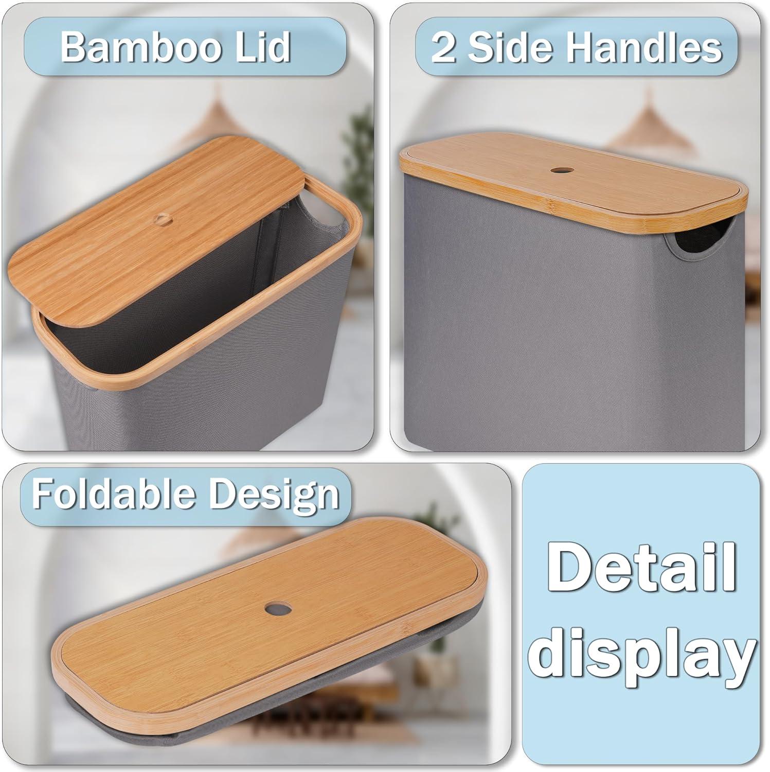 imageefluky Toilet Paper Storage Toilet Paper Basket with Lid Bathroom Storage Organizer Free Standing Holder Up to 9 Mega Rolls BlackGrey