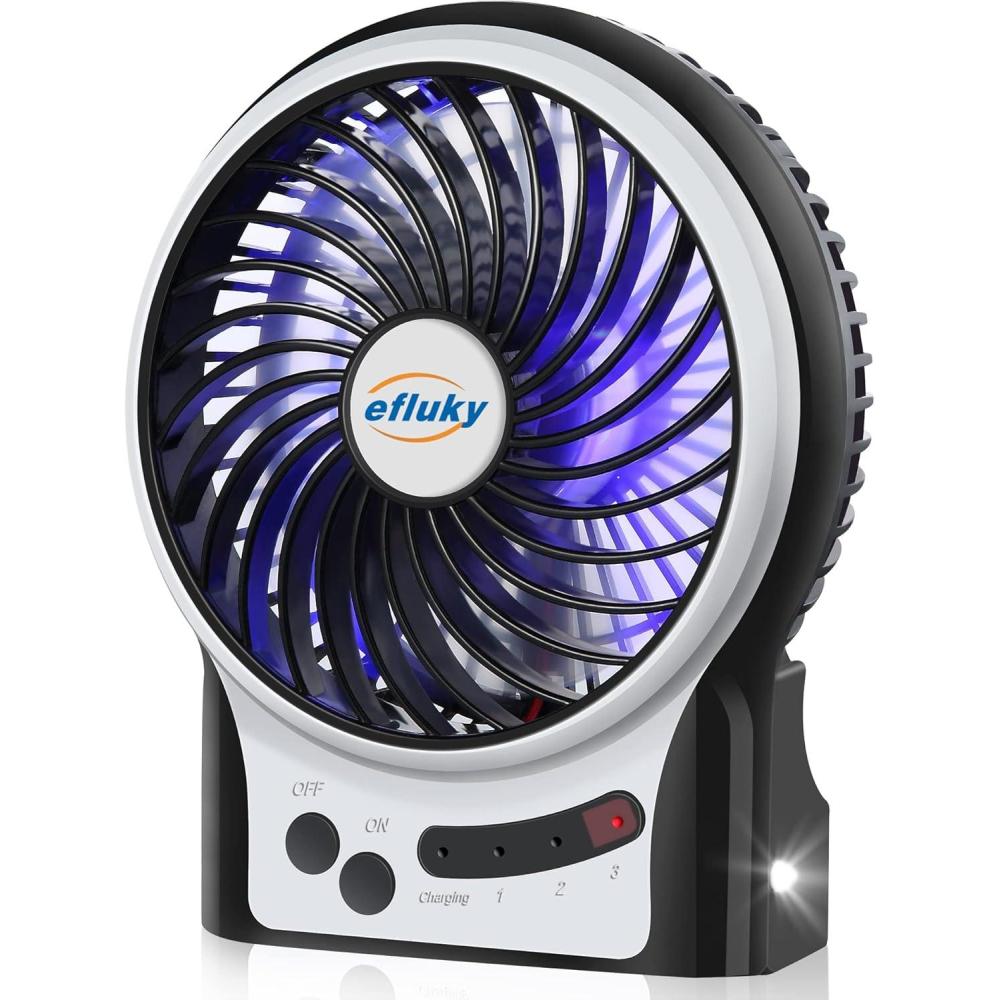 imageefluky 3Speed Mini Desk Fan with LED Light Portable USB Fan Quiet for Home Office Travel Camping Outdoor Indoor 49Inch PinkBlack
