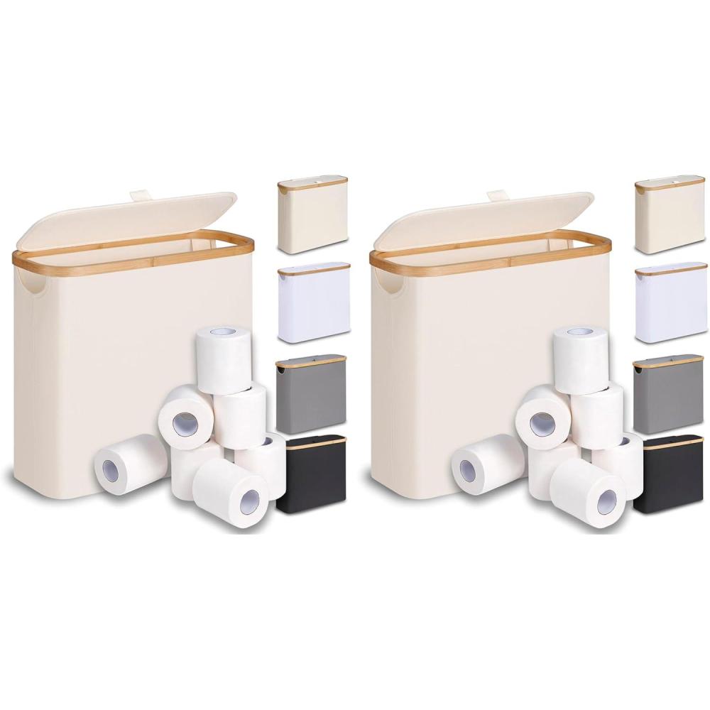 imageefluky Toilet Paper Basket 28L Toilet Paper Holder with Lid for Bathroom Free Standing Storage Organizer Holds Up to 912 Rolls Beige 1Beige