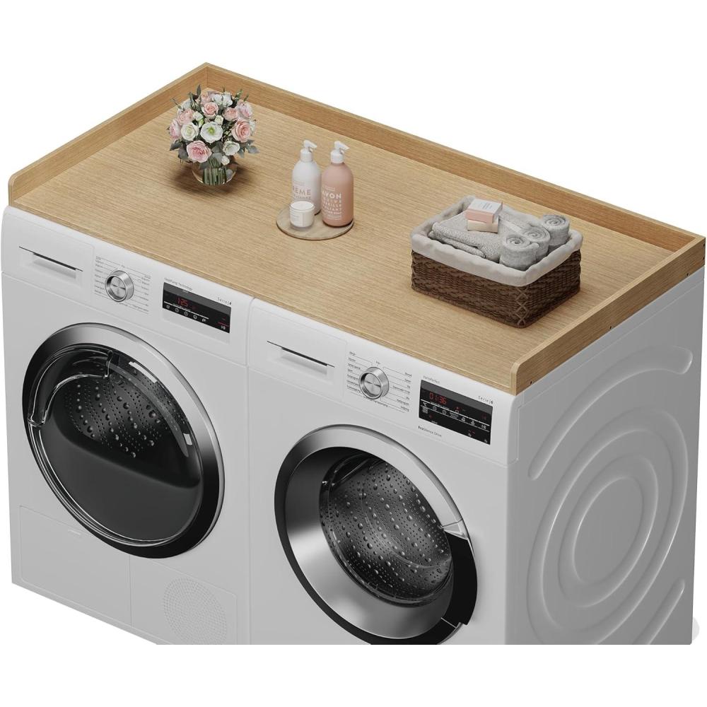 imageefluky Washer Dryer Countertop Wood Countertop with Edge Rails for Laundry Room Organization and Storage Washer Dryer Topper for Laundry Room 275 x 54 Rustic BrownOak