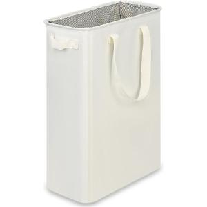 efluky Slim Laundry Basket, Narrow Laundry Hamper with Handles, Collapsible Dirty Clothes Hamper, Tall Laundry Bin for Laundry Room, Dorm and Bedroom, 12.7 Gallons(48L) Black(Beige)