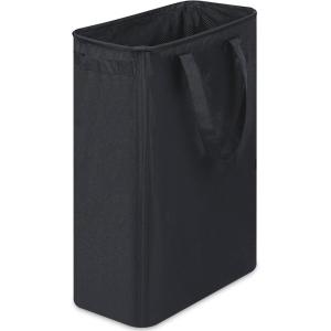 efluky Slim Laundry Basket, Narrow Laundry Hamper with Handles, Collapsible Dirty Clothes Hamper, Tall Laundry Bin for Laundry Room, Dorm and Bedroom, 12.7 Gallons(48L) Black(Black)
