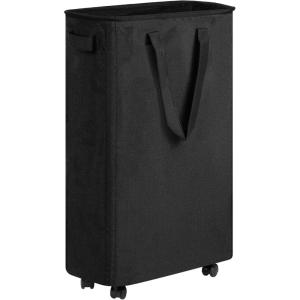 efluky Slim Laundry Hamper with Wheels, Rolling Laundry Basket for Clothes, Small Laundry Basket for Bedroom, Dorm and Laundry Room, 60L (12.7 Gallons) Beige(Black)