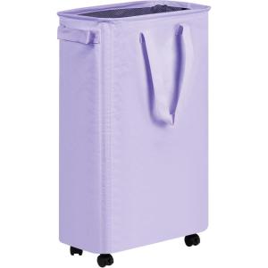 efluky Slim Laundry Hamper with Wheels, Rolling Laundry Basket for Clothes, Small Laundry Basket for Bedroom, Dorm and Laundry Room, 60L (12.7 Gallons) Beige(Purple)